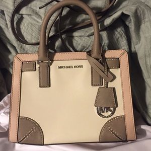 Michael Kors Corner Frame Dillon Taupe Satchel