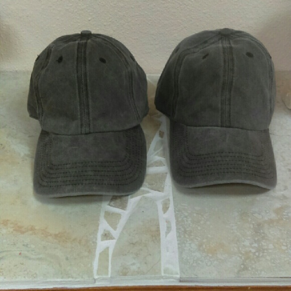 NWT Grey distressed baseball strap back hats