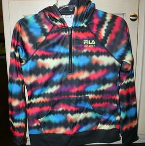 Fila multi colored partial zip hoodie M