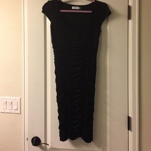 Black stretchy ruched dress