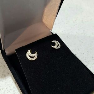 Crescent Moon Pave Crystal Earrings