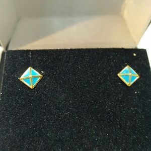 Cute Turquoise Square Earrings