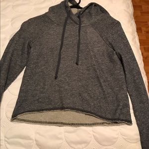 blue/grey crop hooded sweatshirt