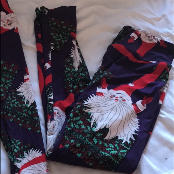 Lularoe os Santa Christmas leggings snow flakes