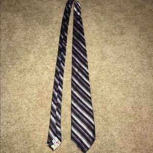 White, Black Dark and Light Purple Striped Tie