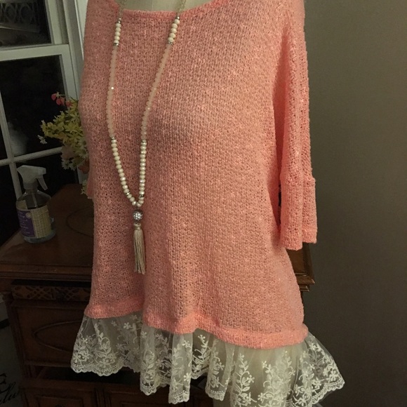 FREE PEOPLE Sweater Tunic With Lace - Picture 2 of 4