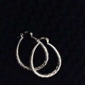 1.5" silver oval hoop earrings