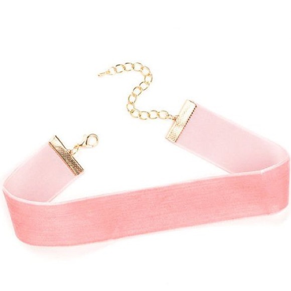 Pink Velvet Wide Choker Dainty Necklace