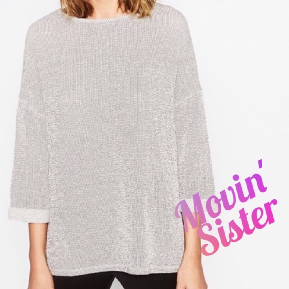 Zara Collection Creased Fabric Shirt, Sz L, Gry/Wh