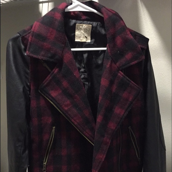 Plaid and leather jacket