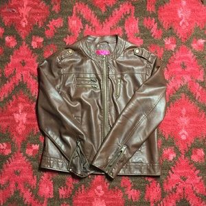 Dark brown faux-leather jacket