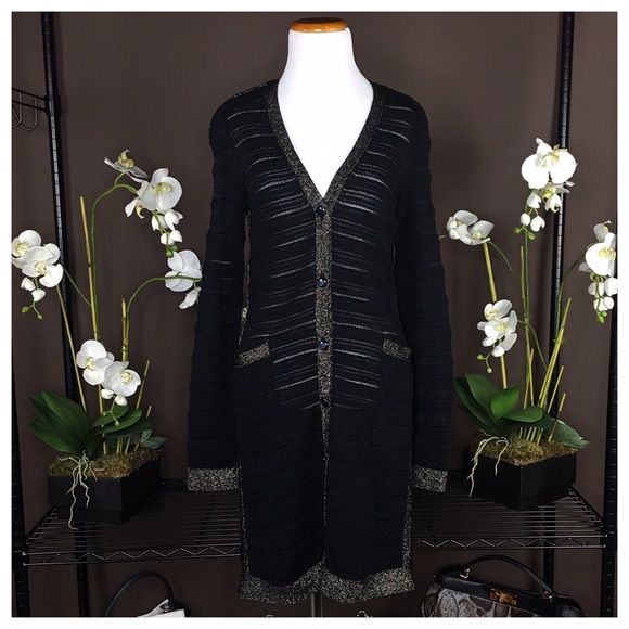 LOUIS VUITTON DUSTER CARDIGAN METALLIC SWEATER - Picture 2 of 4