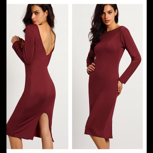 Dresses & Skirts - NEW Burgundy Plunge Dress Sz S