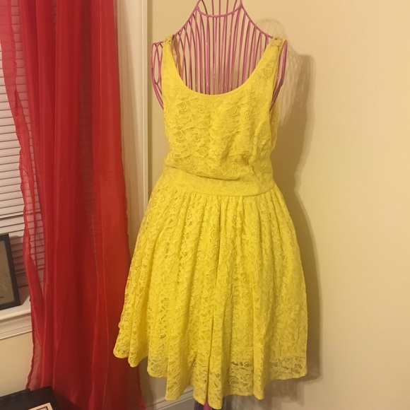Urban Outfitters Pins and Needs Yellow Lace Dress