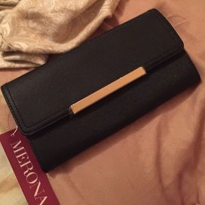 NWT black Merona polka dot wallet