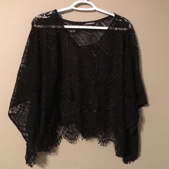 Express Black Lace Poncho