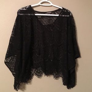 Express Black Lace Poncho
