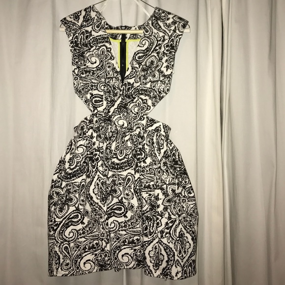 Black and white patterned cut out dress
