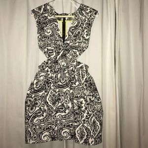Black and white patterned cut out dress