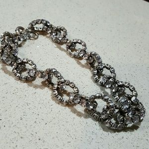 J Crew Silver & Rhinestone Link Necklace
