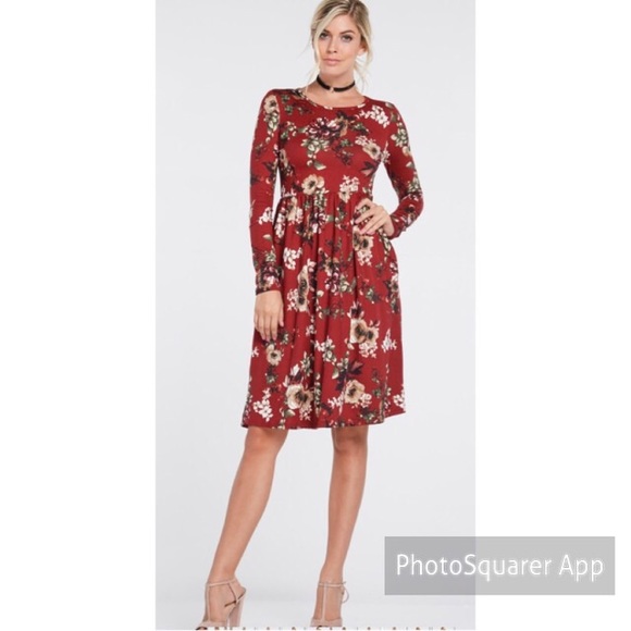 Floral Red Dress - Picture 2 of 4