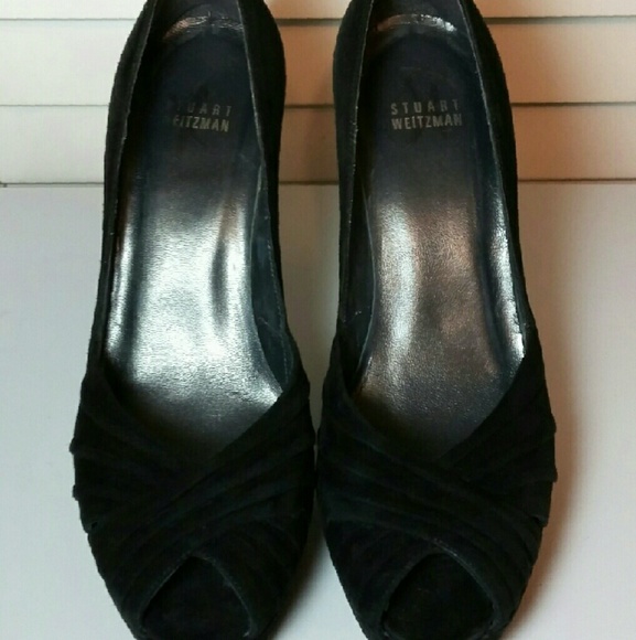 Stuart Weitzman black suede heels size 7.5 - Picture 2 of 4