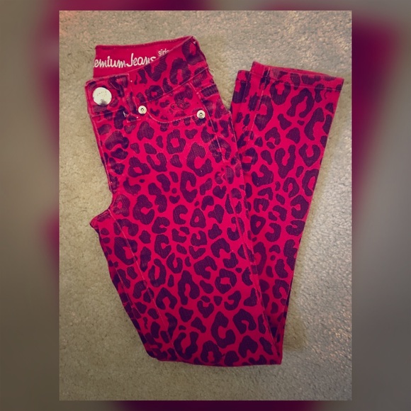Red, Leopard Justice Premium skinny jeans.