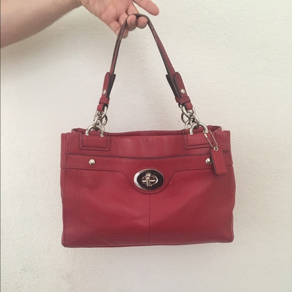 Red leather Coach bag