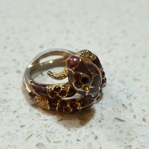 Purple Rhinestoned Snake Ring