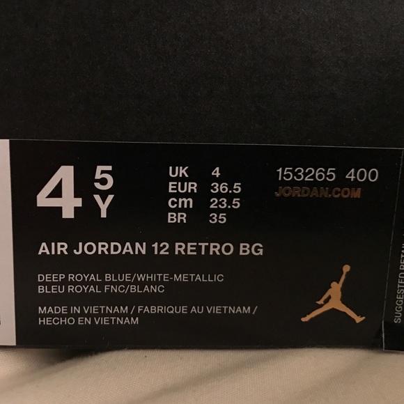 ❌SOLD❌Air Jordan 12 RetroRoyal Blue Size 4.5Y/6.5w - Picture 4 of 4