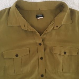 J Crew silk long sleeve button down shirt