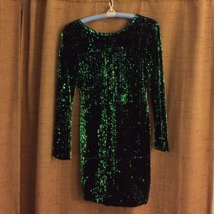 New Year's Eve green sequin dress