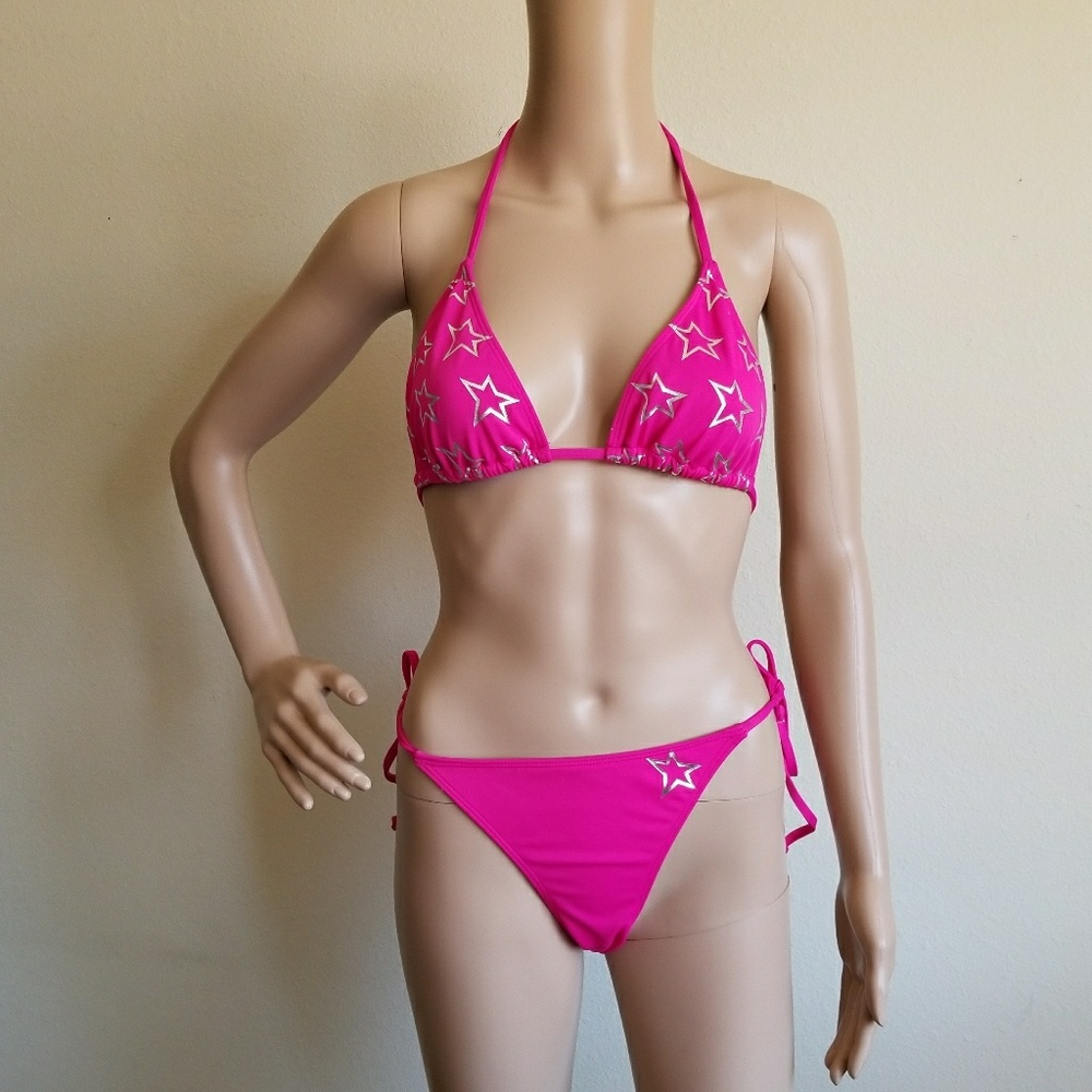*NEW W/O TAGS* Pink bikini w/silver stars