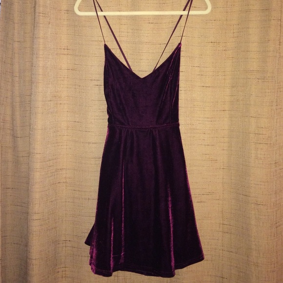 Red velvet mini dress