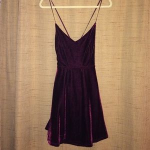 Red velvet mini dress