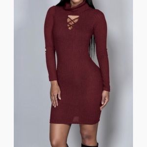 Bodycon Burgundy Sweater Dress
