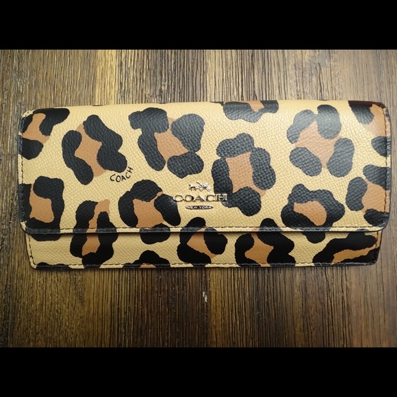 Coach leather ocelot leopard wallet