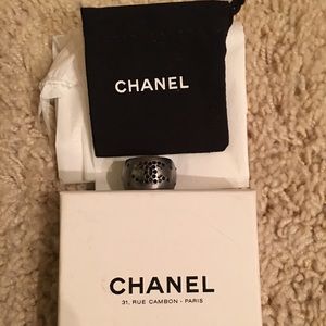 Authentic Chanel Ring with Black Crystal