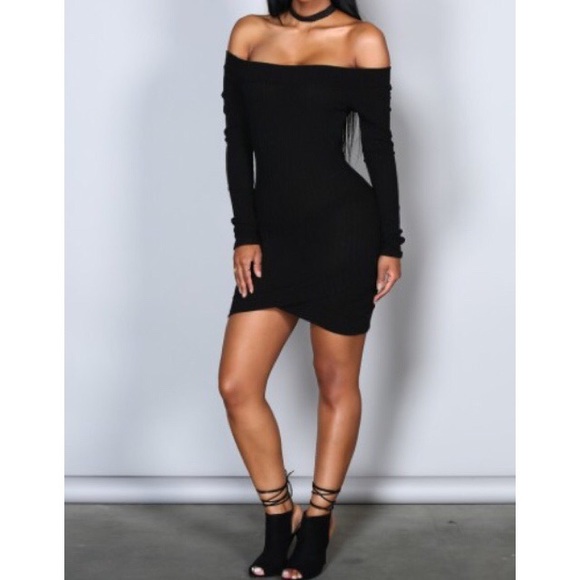 Off-Shoulder Bodycon Sweater Dress
