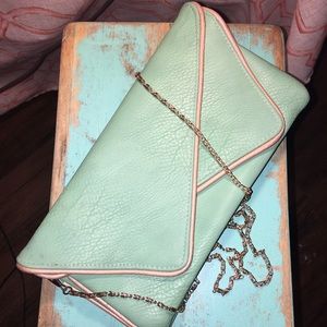 Mint Clutch with gold chain