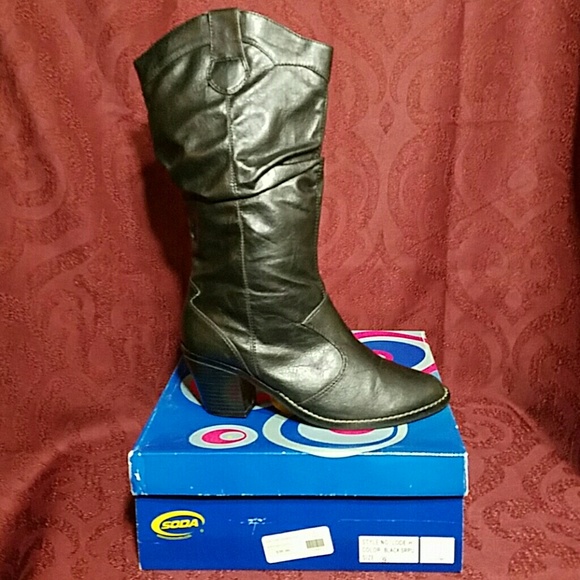 Soda Mid-Calf Black Cowboy Boots size 9