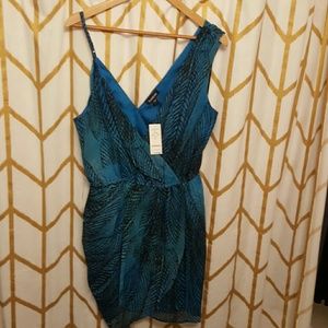 Adriana Surplice Asymmetric Shoulder Dress