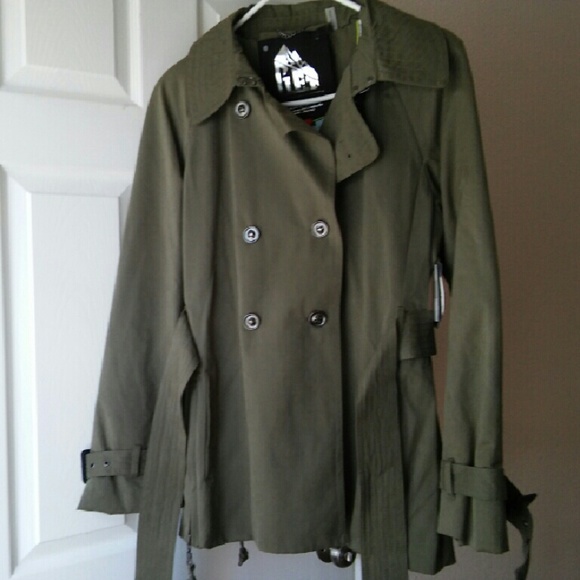 Green Army Trench Rain Coat Jacket Size L - Picture 2 of 4