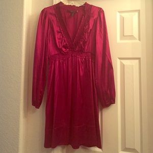 BCBG silk burgundy v-neck dress
