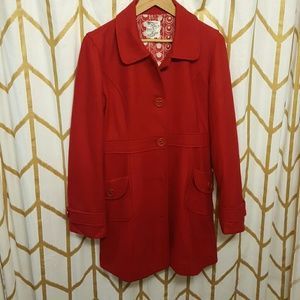 Red Wool Single Breast Coat