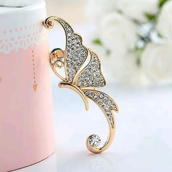 Gold Butterfly Clip-On Ear Cuff - Picture 3 of 3