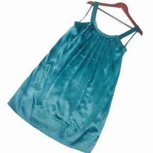 {BCBG} Green 100% Silk Dress Formal Cocktail Slip