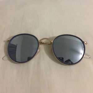 Ray-Ban gold round folding sunglasses