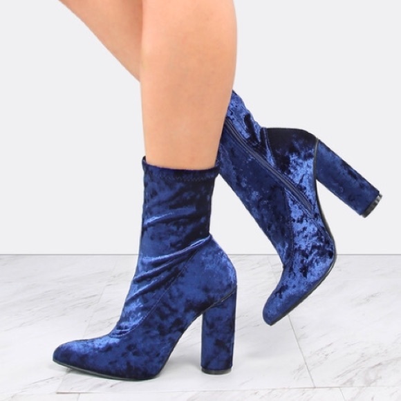 Velvet ankle boots
