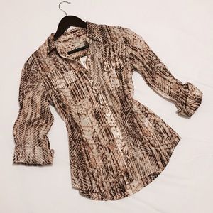 🆕{Lucky Brand} Animal Print Button Down Shirt Top